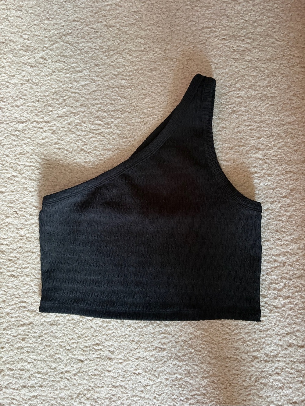 American Eagle One-Shoulder Black Ribbed Crop Top